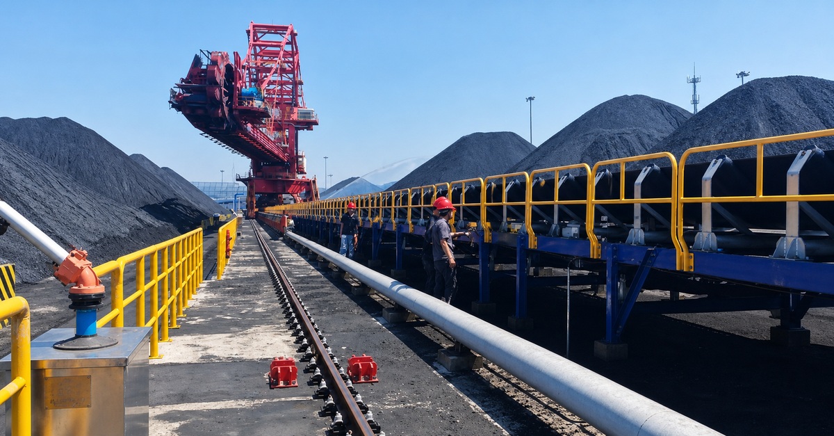 Smart port wireless network for inspection robots at the Caofeidian Port coal conveyor.