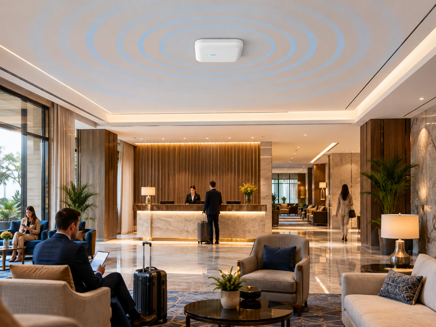 Hotel WiFi access point supporting guest connectivity