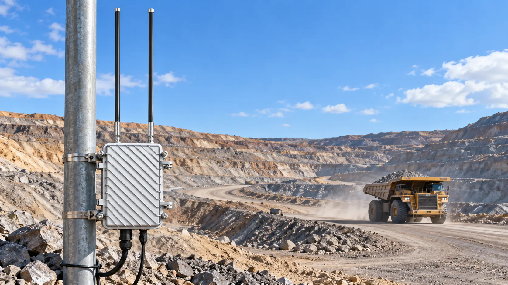 IP67 Wi-Fi 6 access point for open pit mining vehicle and fixed infrastructure connectivity